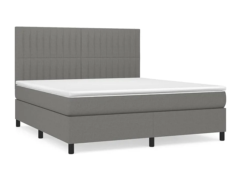 Lit à sommier tapissier avec matelas Gris foncé 160x200 Tissu 5