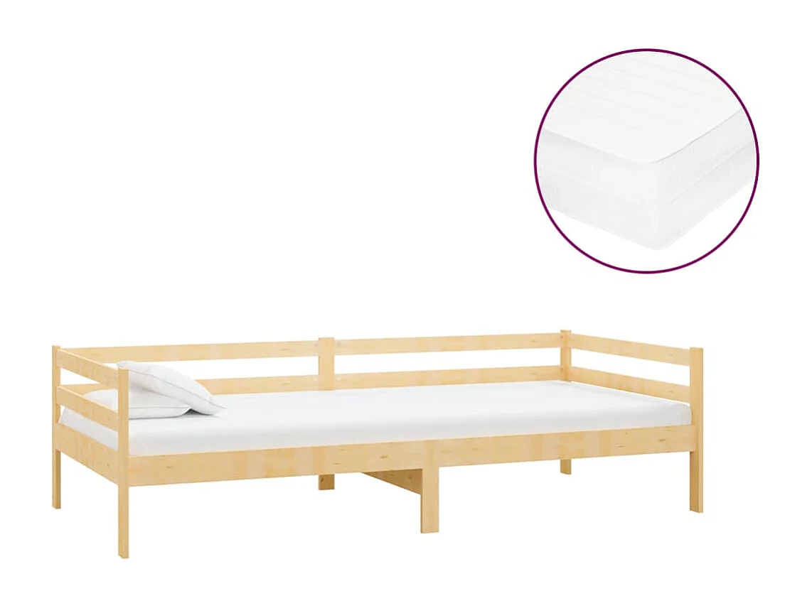 Lit avec matelas 90x200 Bois de pin massif 2