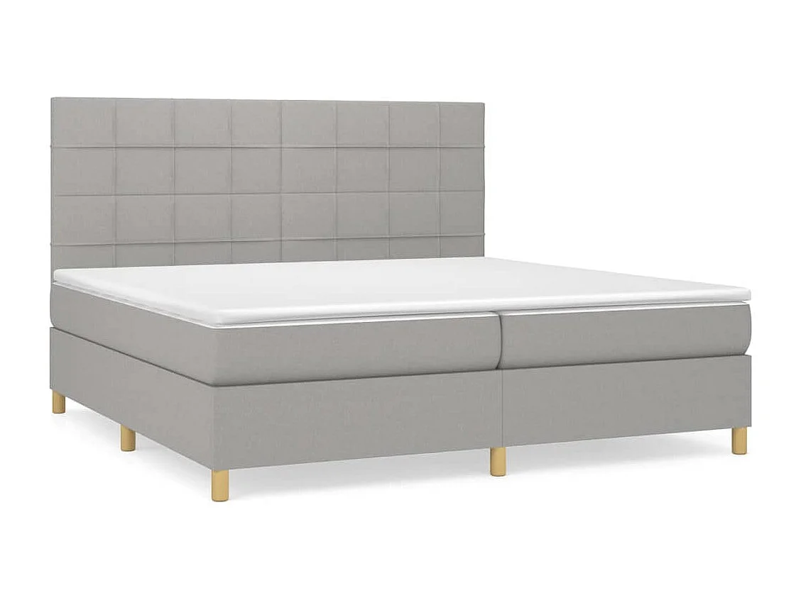 Lit à sommier tapissier avec matelas Gris clair 200x200 Tissu 5