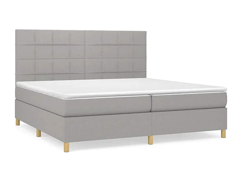 Lit à sommier tapissier avec matelas Gris clair 200x200 Tissu 5