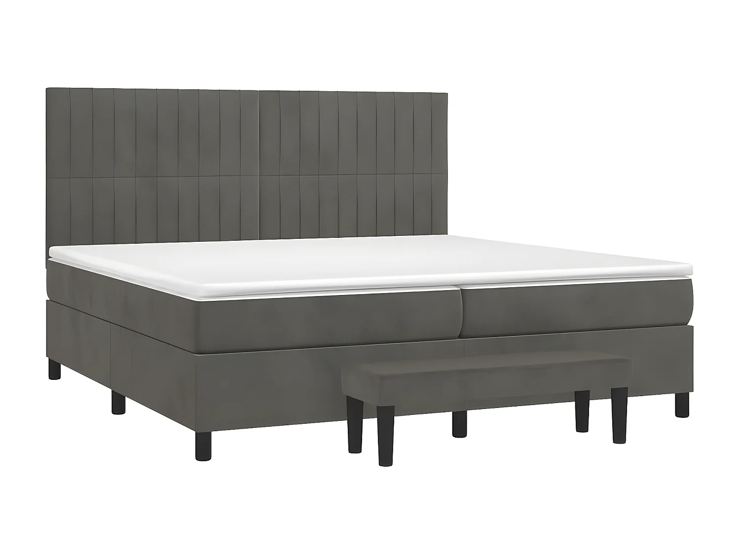 Lit à sommier tapissier et matelas Gris foncé 200x200 Velours 7