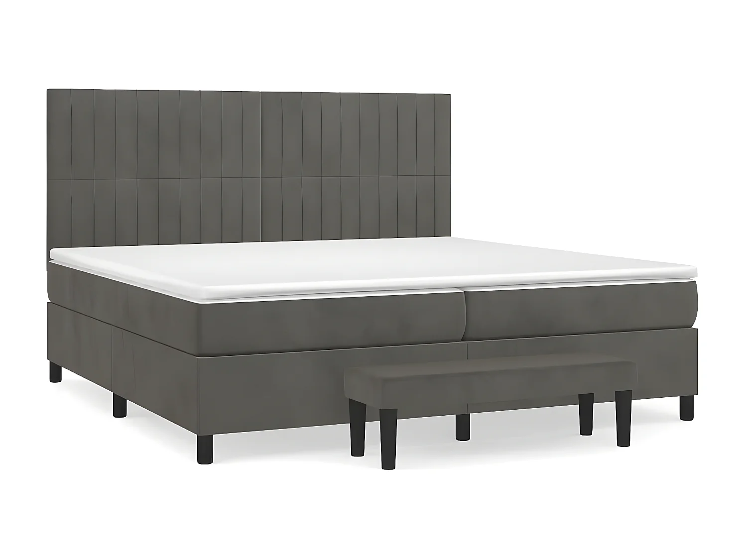 Lit à sommier tapissier et matelas Gris foncé 200x200 Velours 7