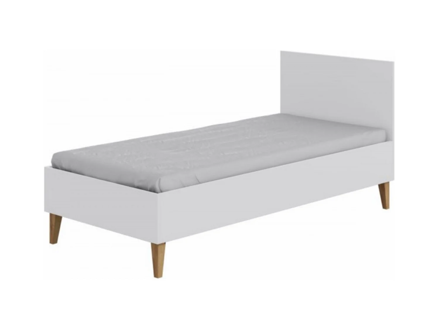Lit enfant blanc avec pieds en bois de chêne Blanka 80x180