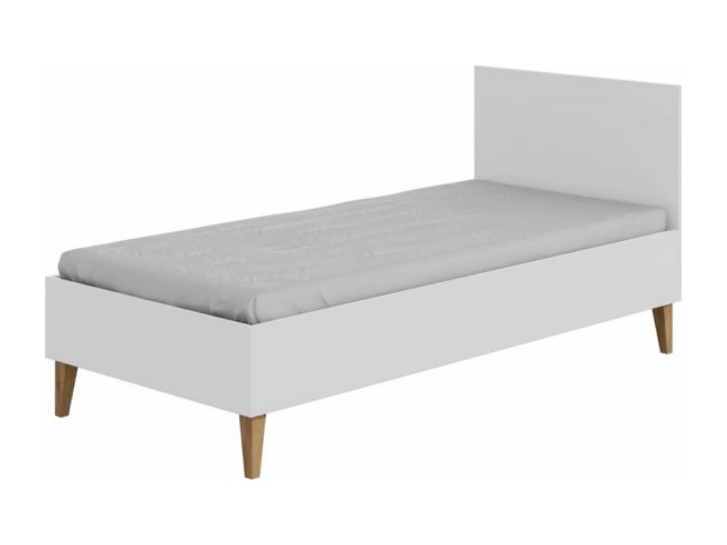 Lit enfant blanc avec pieds en bois de chêne Blanka 80x180