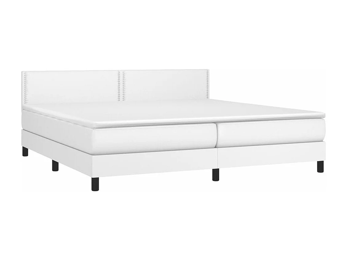 Lit à sommier tapissier avec matelas Blanc 200x200 Similicuir