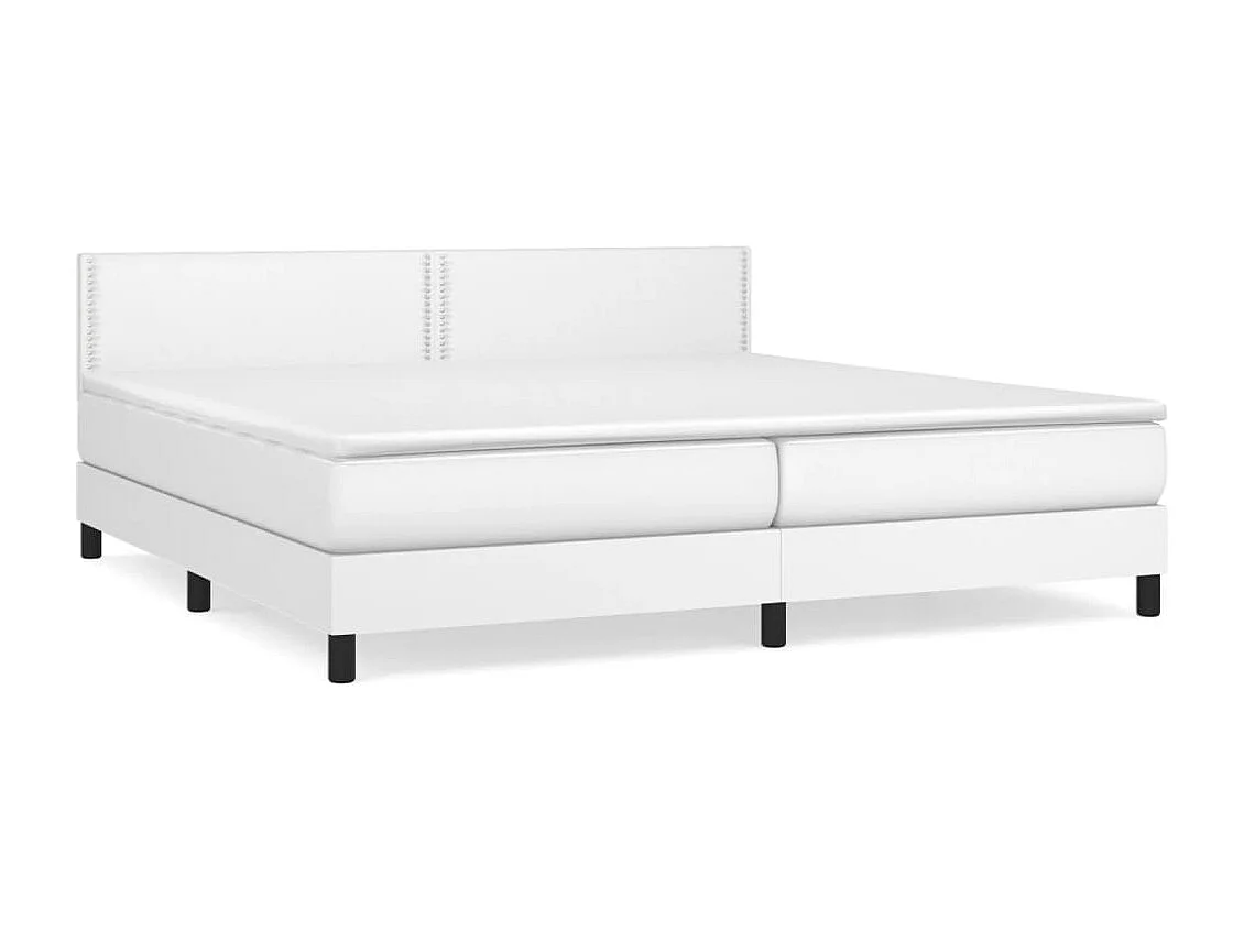 Cama box spring con colchón cuero sintético blanco 200x200 cm