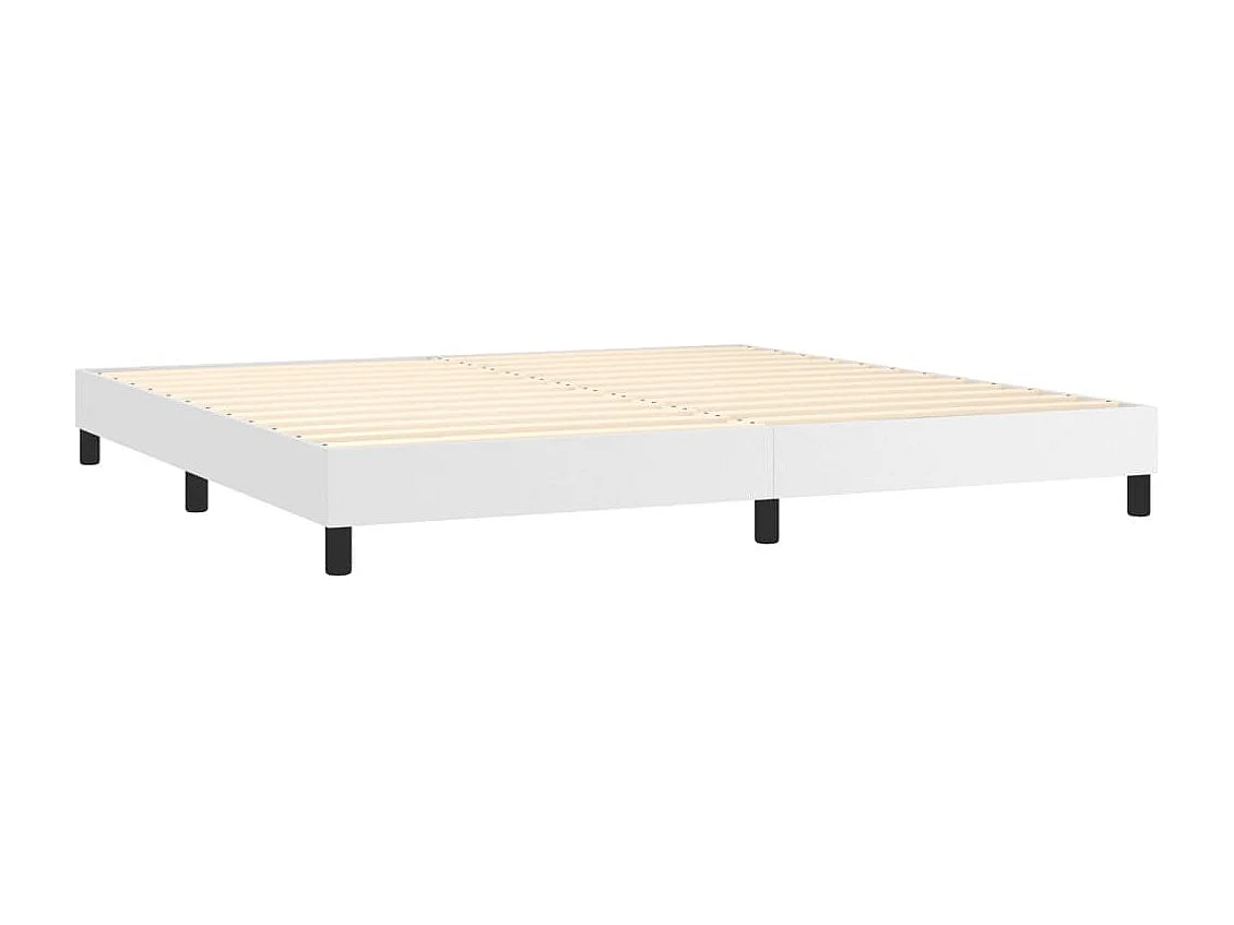 Cama box spring con colchón cuero sintético blanco 200x200 cm