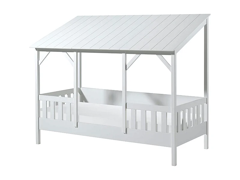 Cama cabina 90x200 cm pino macizo techo blanco Mila
