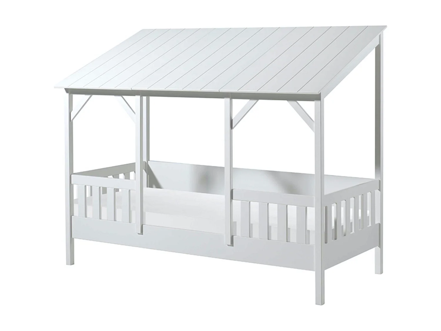 Lit Cabane Enfant en Bois "Housebed III" 90x200cm Blanc