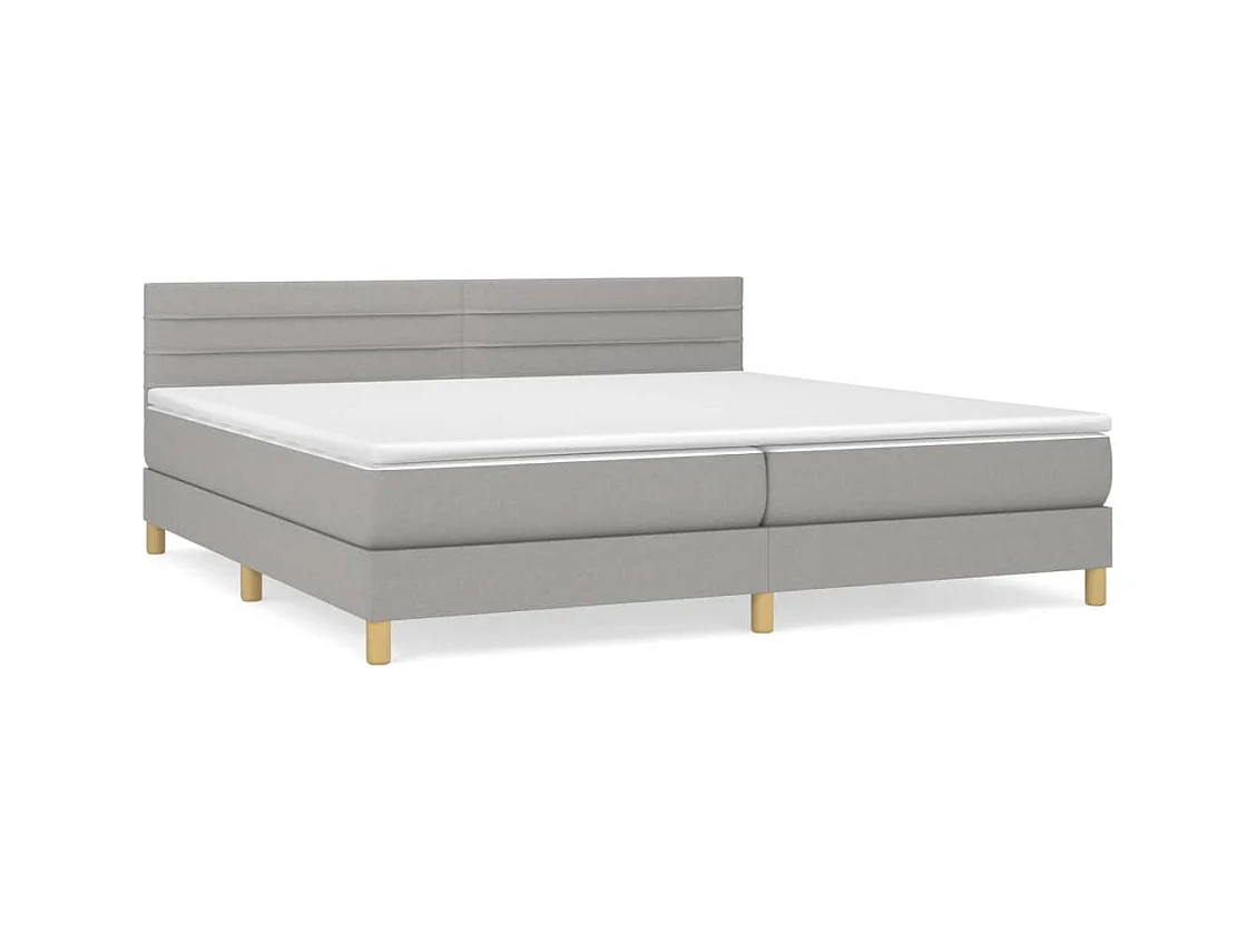 Lit à sommier tapissier avec matelas Gris clair 200x200 Tissu 11
