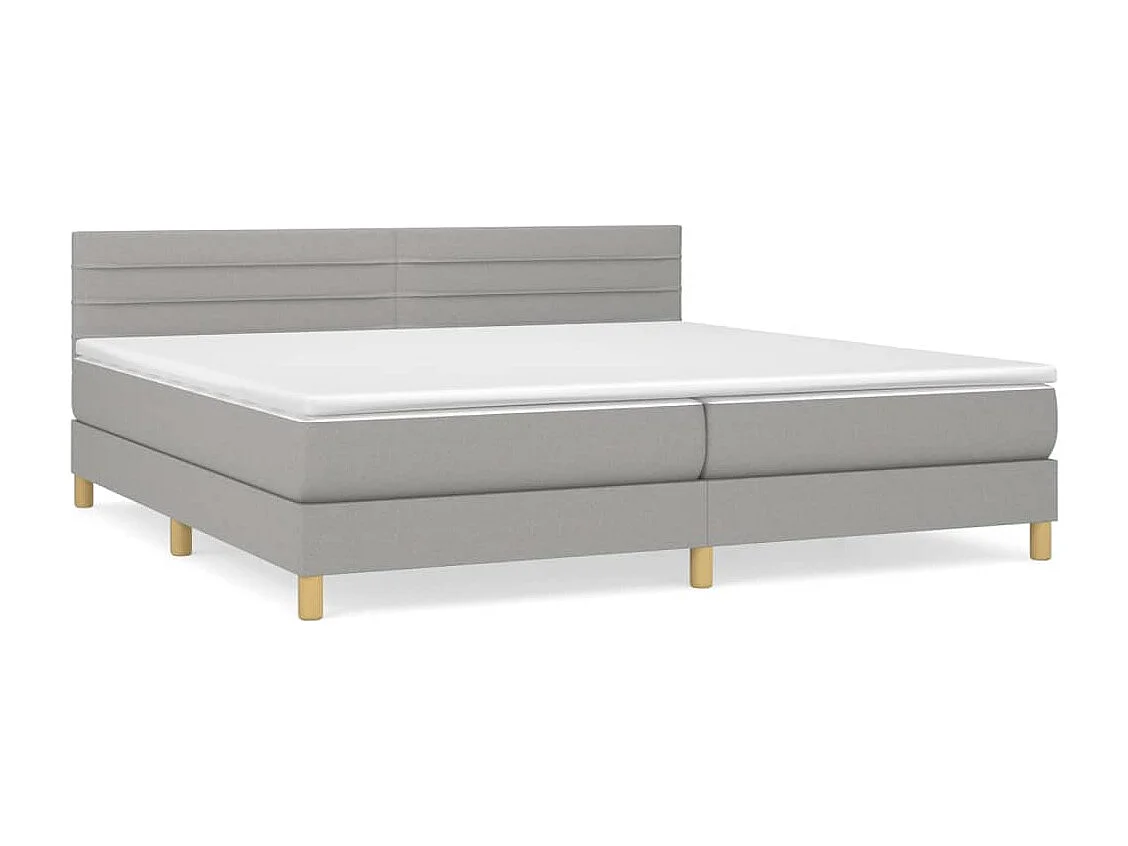 Lit à sommier tapissier avec matelas Gris clair 200x200 Tissu 11