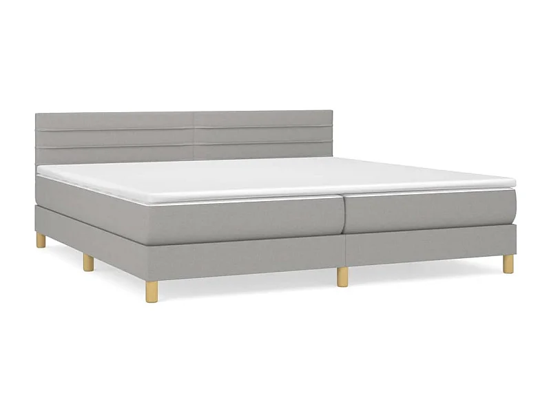 Lit à sommier tapissier avec matelas Gris clair 200x200 Tissu 11
