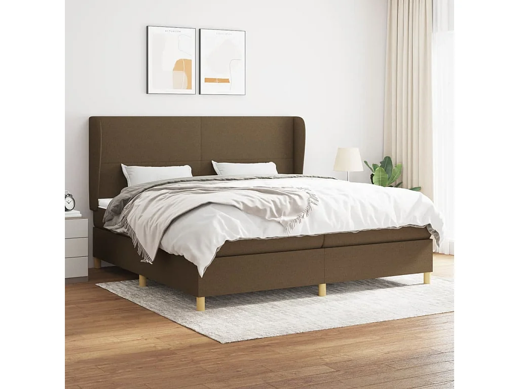 Lit à sommier tapissier avec matelas Marron foncé 200x200 15