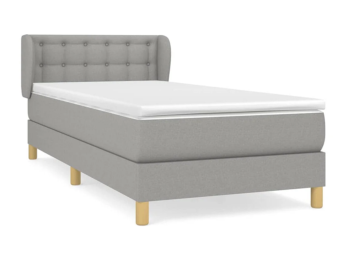 Lit à sommier tapissier avec matelas Gris clair 80x200 Tissu 5