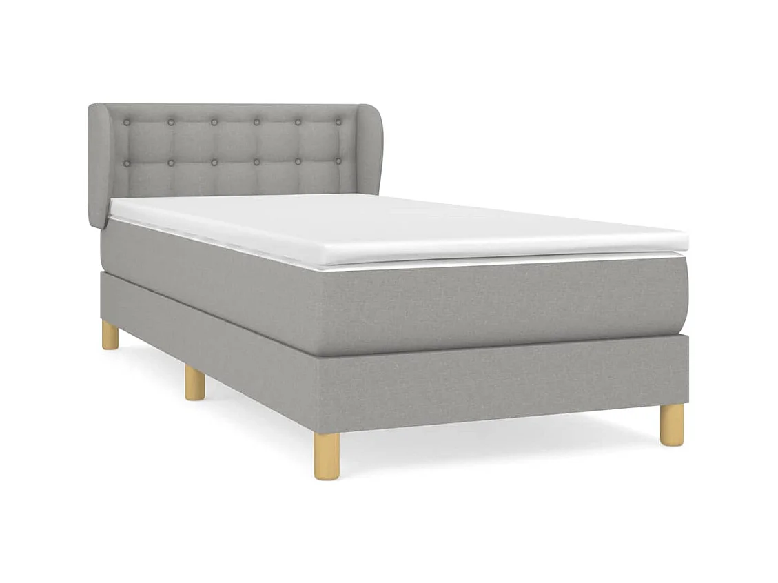 Lit à sommier tapissier avec matelas Gris clair 80x200 Tissu 5