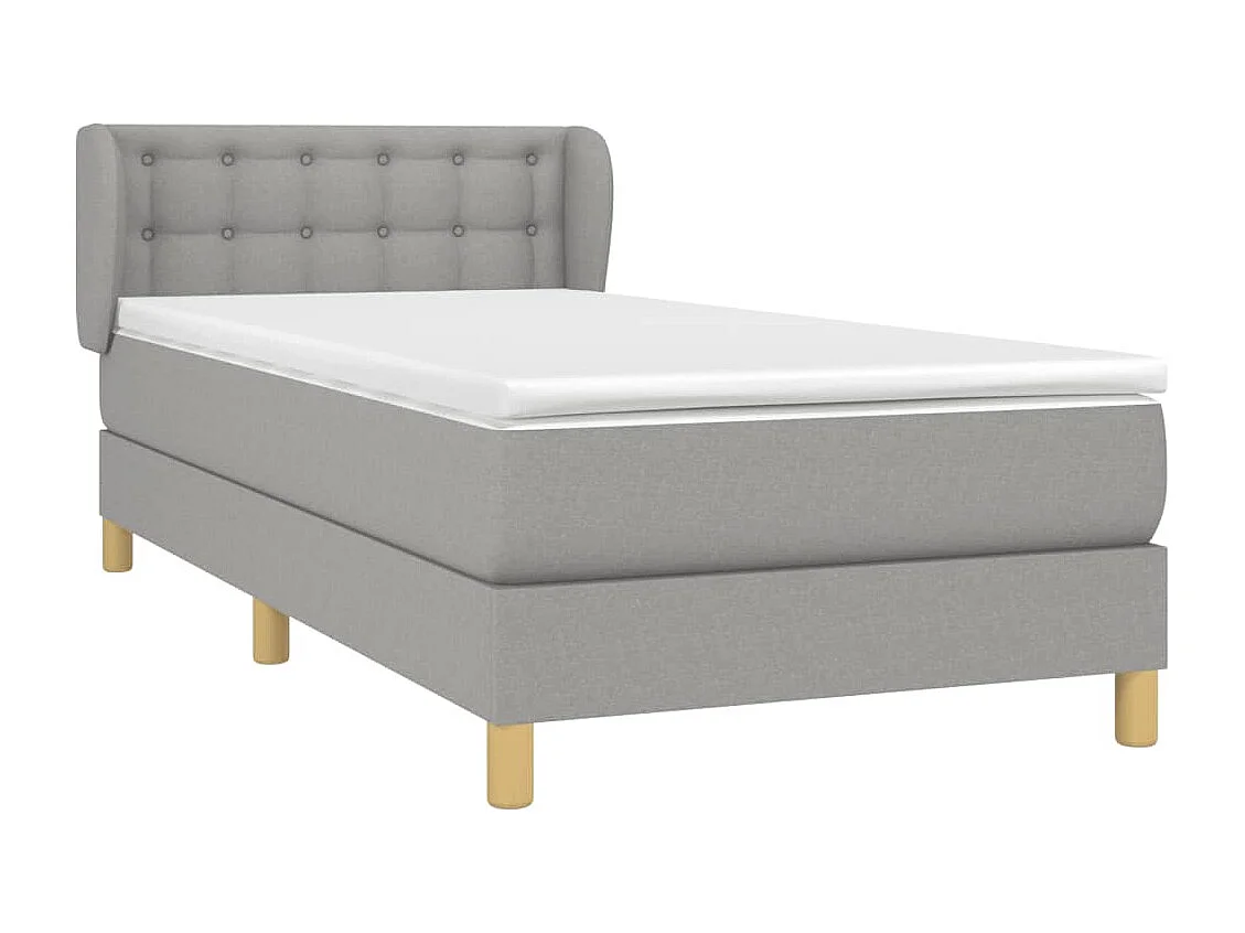 Lit à sommier tapissier avec matelas Gris clair 80x200 Tissu 5