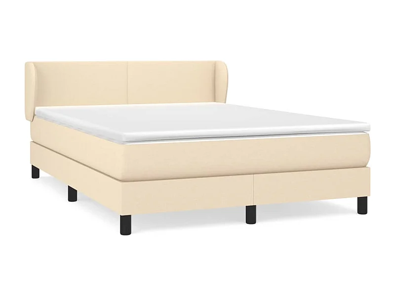 Lit à sommier tapissier avec matelas Crème 140x200 Tissu 6