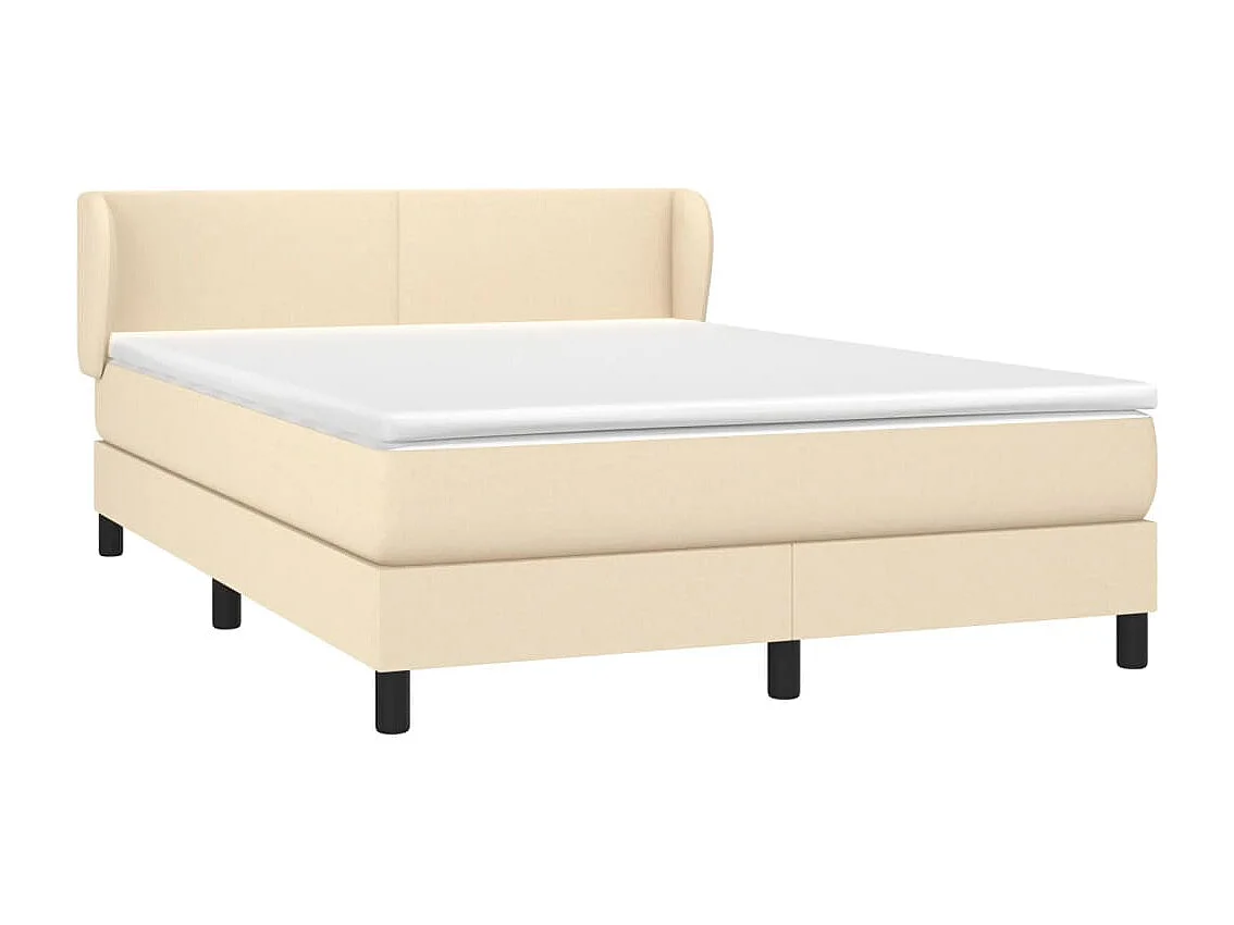 Lit à sommier tapissier avec matelas Crème 140x200 Tissu 6