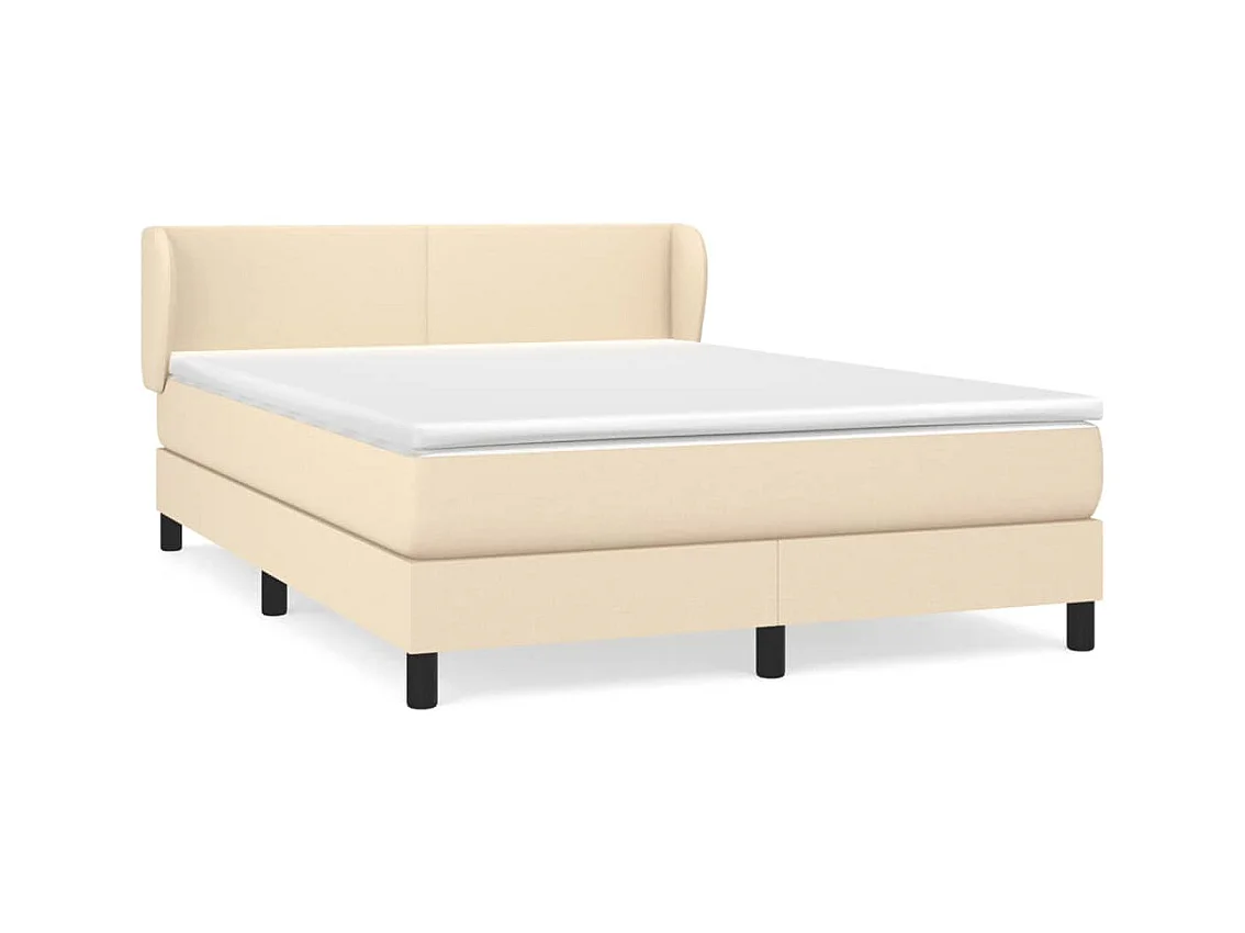 Lit à sommier tapissier avec matelas Crème 140x200 Tissu 6