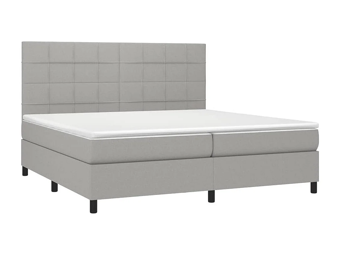 Lit à sommier tapissier avec matelas Gris clair 200x200 Tissu 12