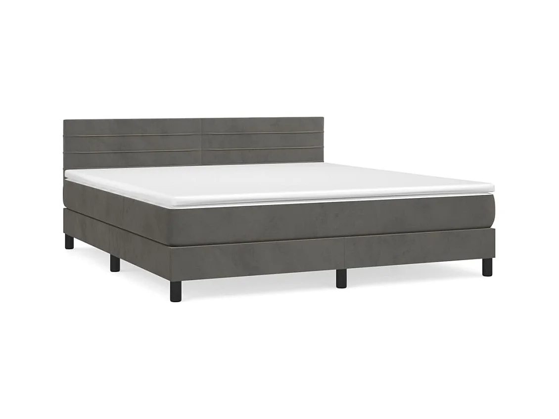 Lit à sommier tapissier et matelas Gris foncé 160x200 Velours