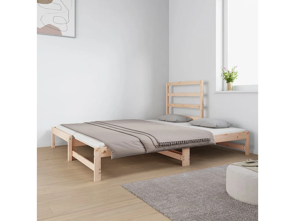 Lit coulissant 2x(90x190) cm Bois de pin massif 5