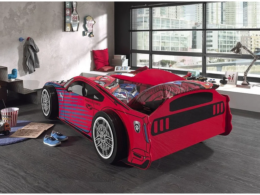 Pack - Lit Enfant & Matelas "Panther Power" 90x200cm Rouge