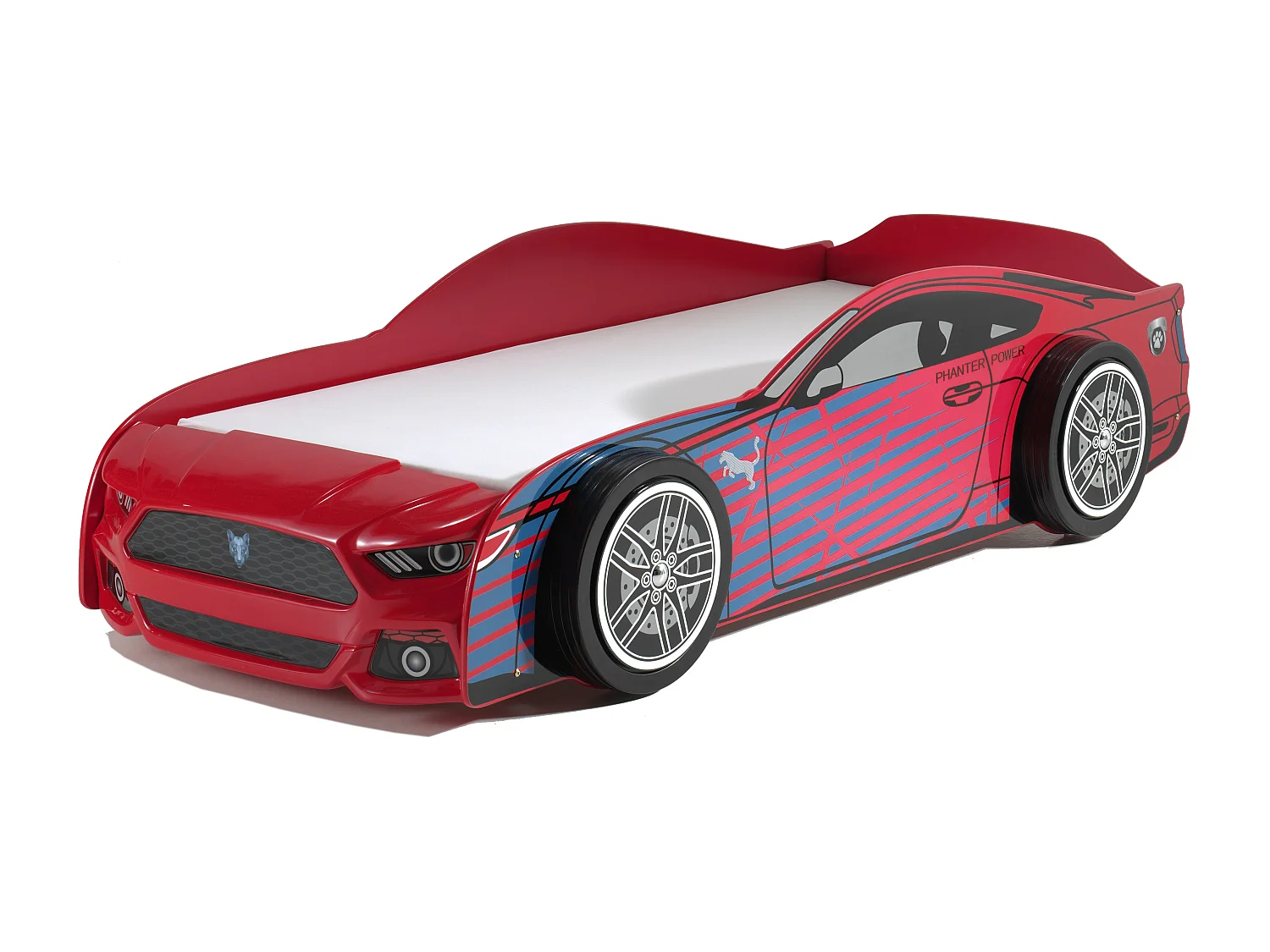 Raceautobed ​​90x200 cm rood hout Panter-Model Zonder LED