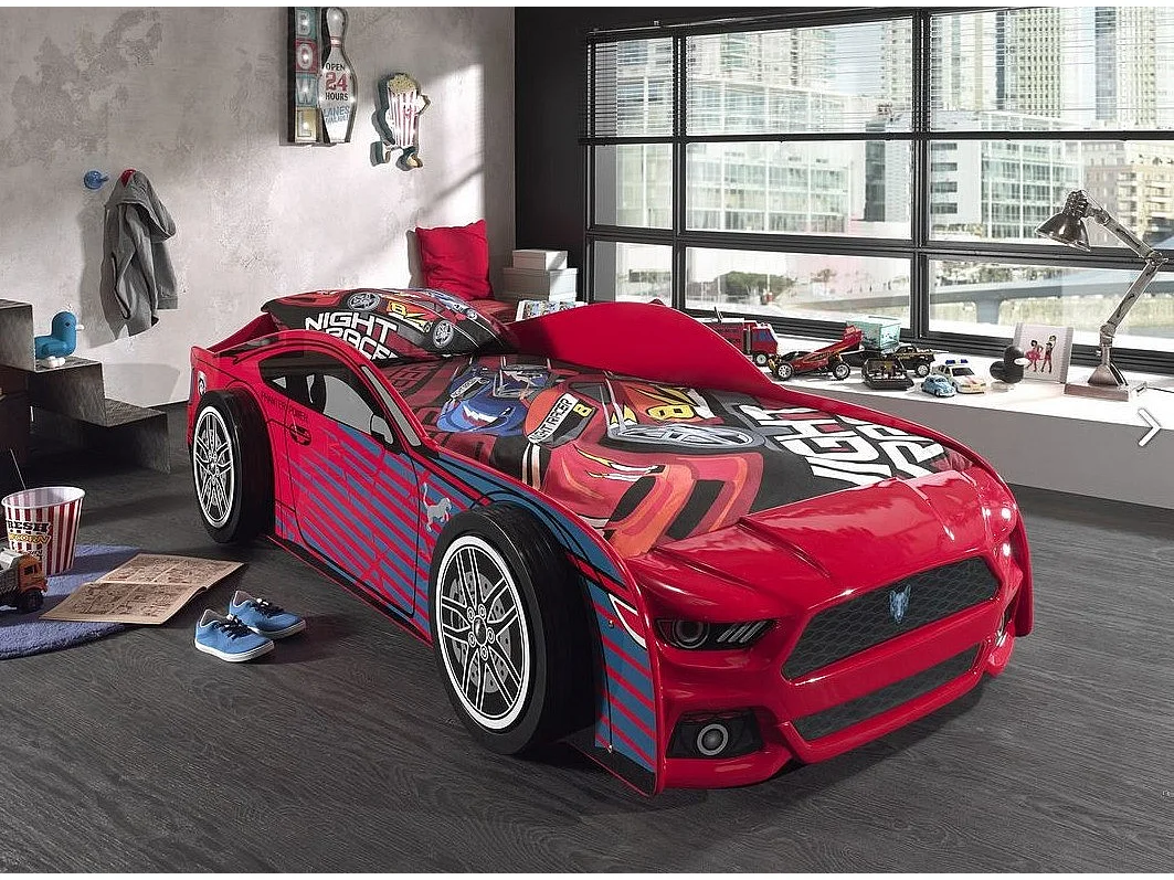 Raceautobed ​​90x200 cm rood hout Panter-Model Zonder LED