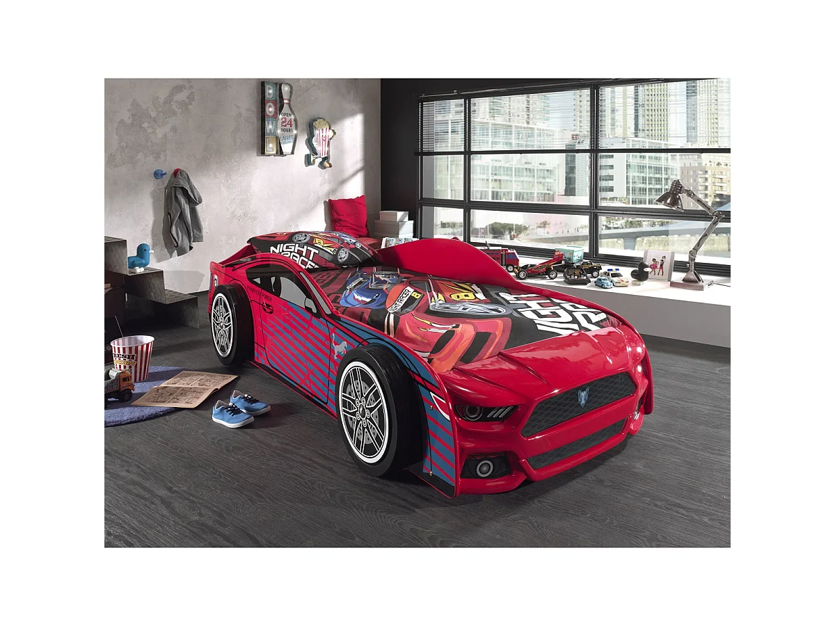 Pack - Lit Enfant & Matelas "Panther Power" 90x200cm Rouge