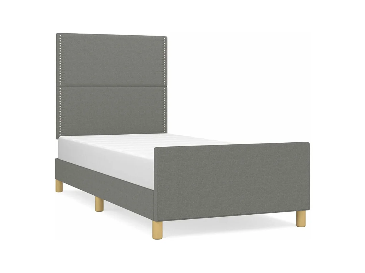 Lit avec tête de lit Gris foncé 100x200 Tissu