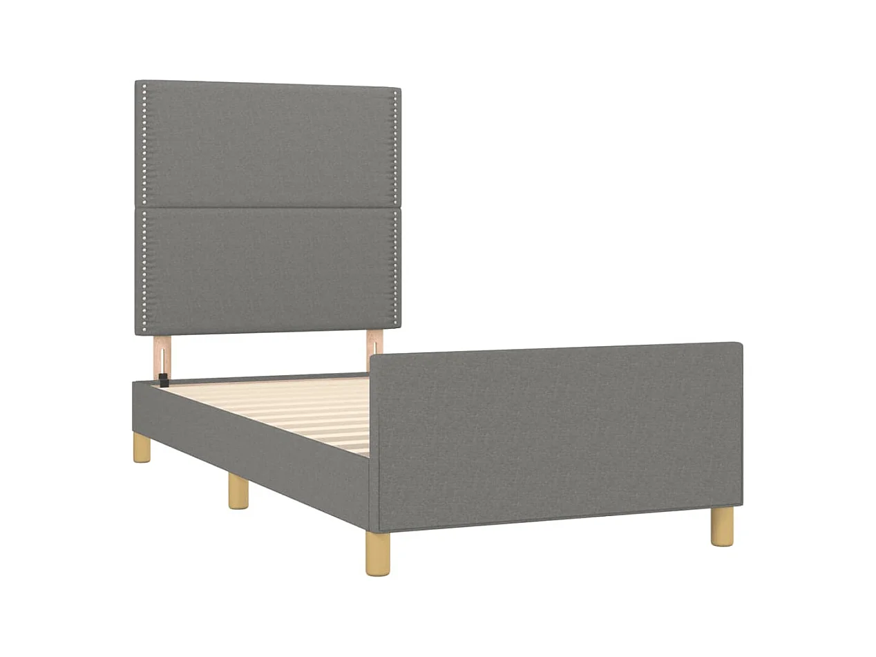 Estructura de cama con cabecero de tela gris oscuro 100x200 cm