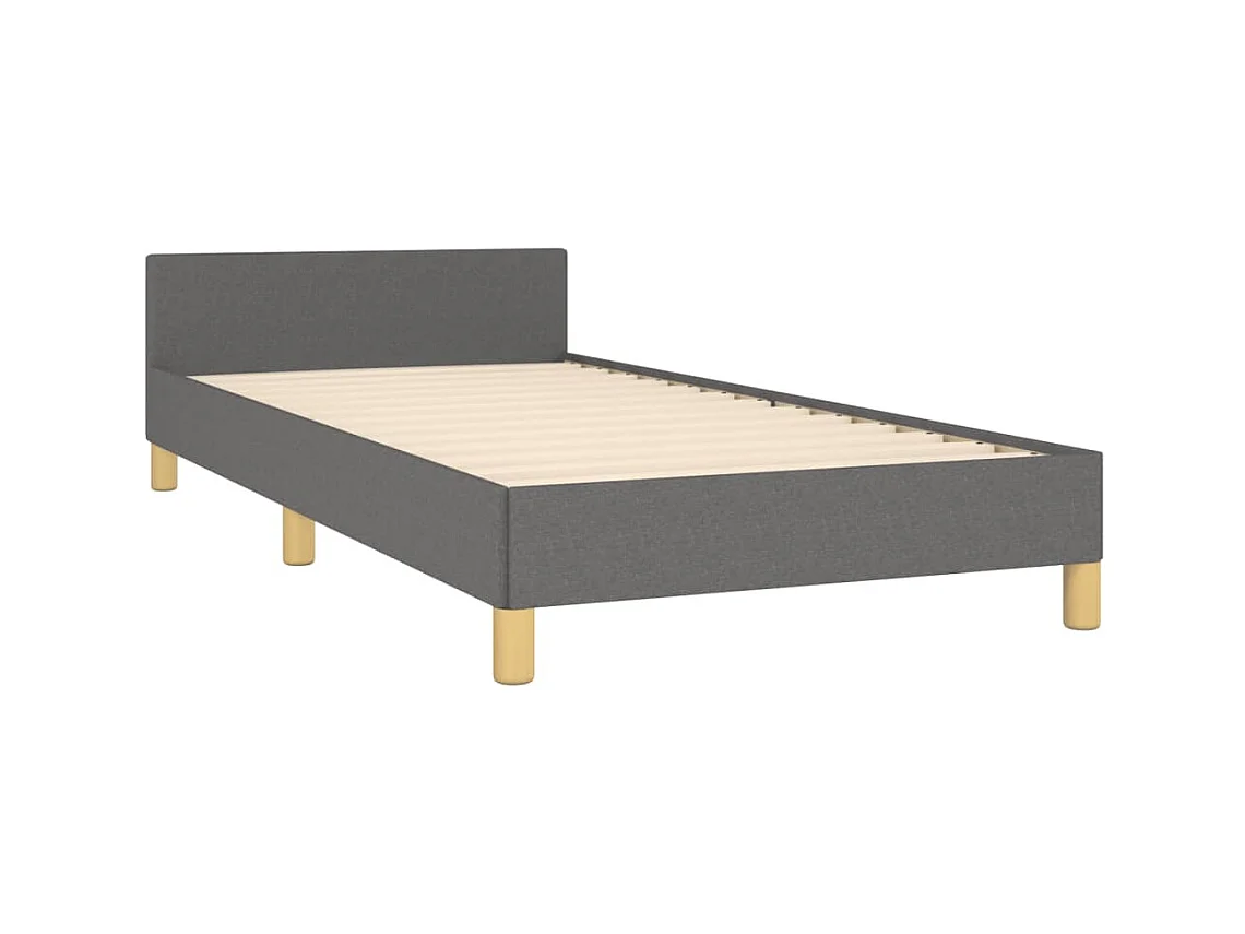 Estructura de cama con cabecero de tela gris oscuro 100x200 cm