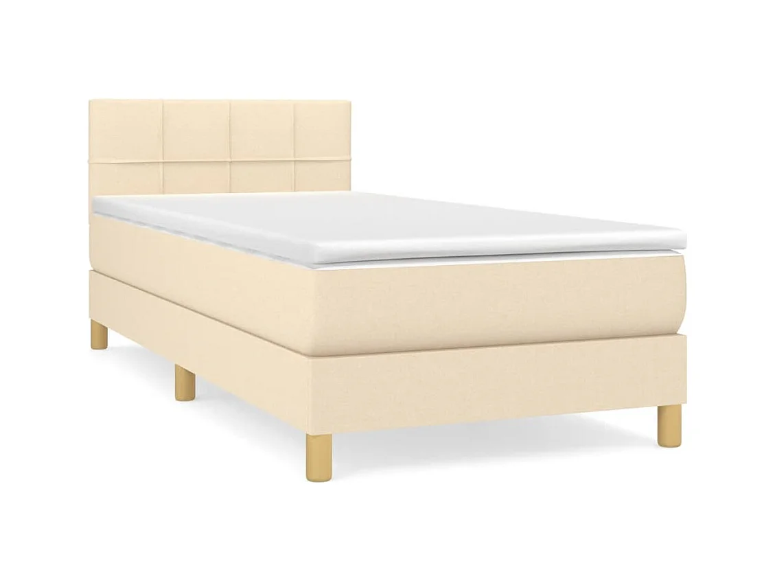 Lit à sommier tapissier avec matelas Crème 80x200 Tissu 9