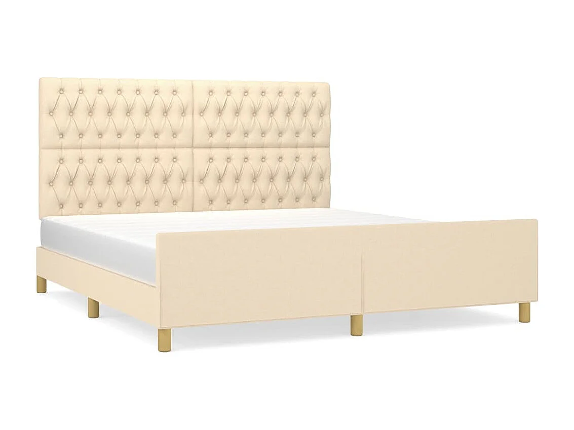 Lit avec tête de lit Crème 180x200 Tissu