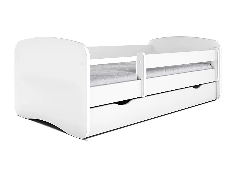 Wit kinderbed met boxsprings en afneembaar hekwerk Drimy-Zonder matras-Slapen 80x180cm-Laden Zonder lade