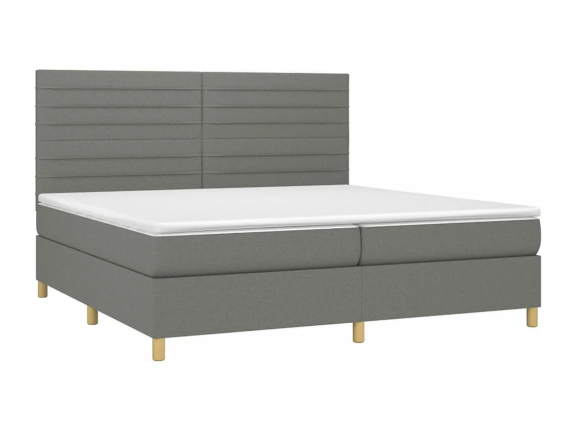 Lit à sommier tapissier avec matelas Gris foncé 200x200 Tissu 5