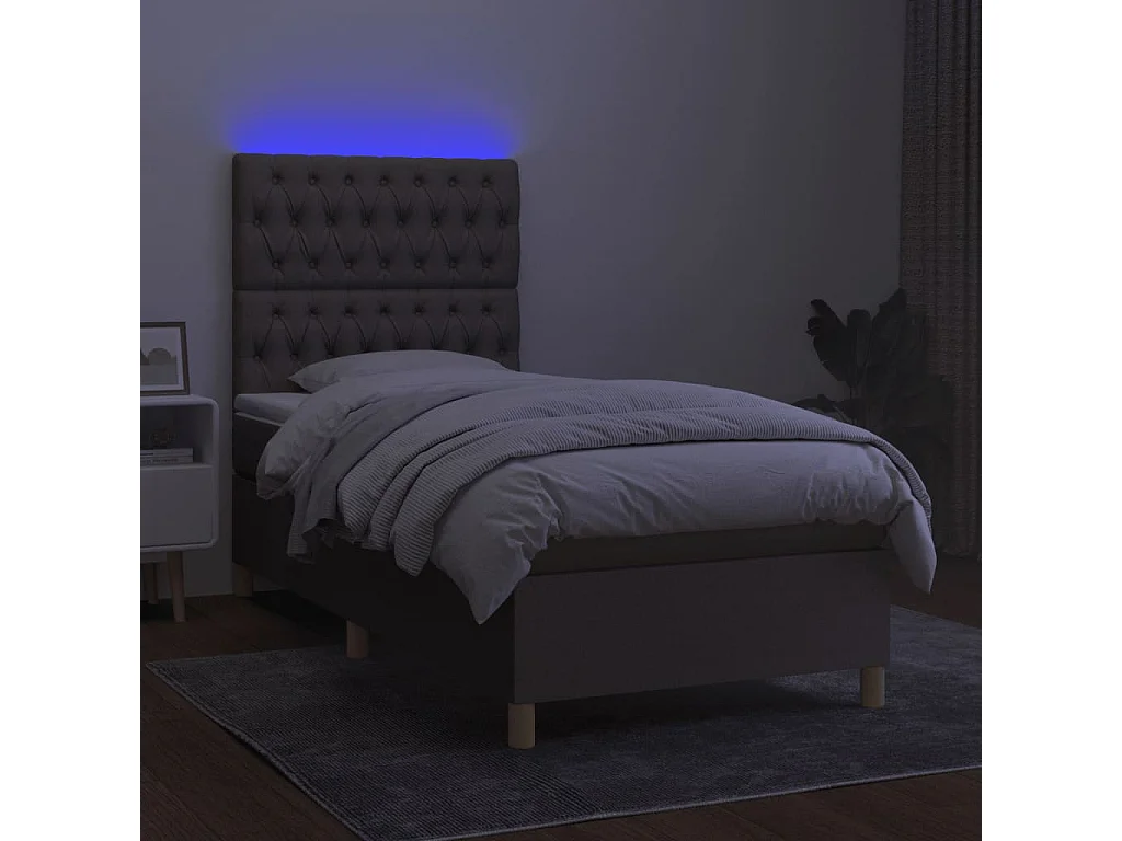 Lit à sommier tapissier avec matelas et LED Taupe 80x200 Tissu