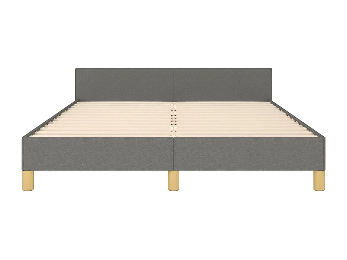 Lit avec tête de lit Gris foncé 140x200 Tissu