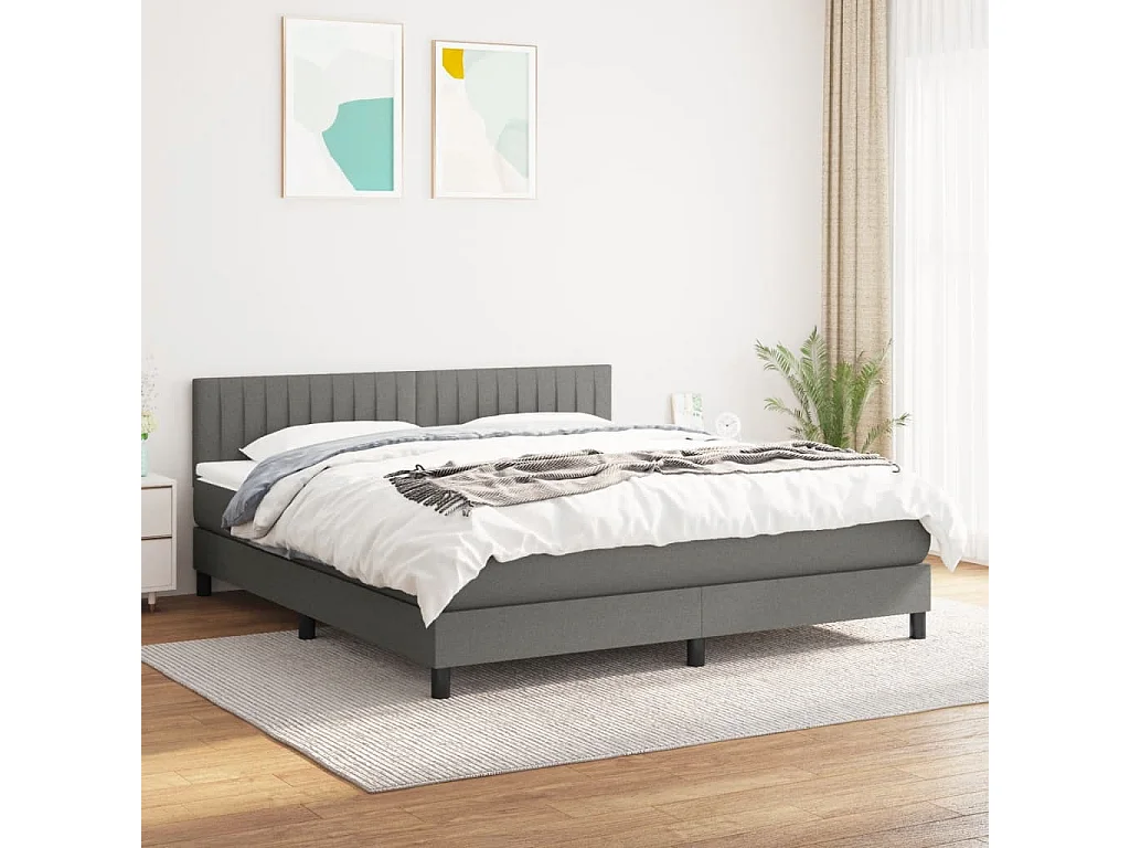Lit à sommier tapissier avec matelas Gris foncé 160x200 Tissu 11