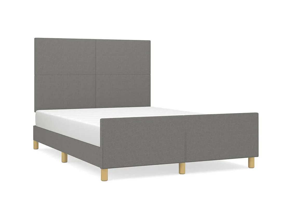 Lit avec tête de lit Gris foncé 140x200 Tissu 2