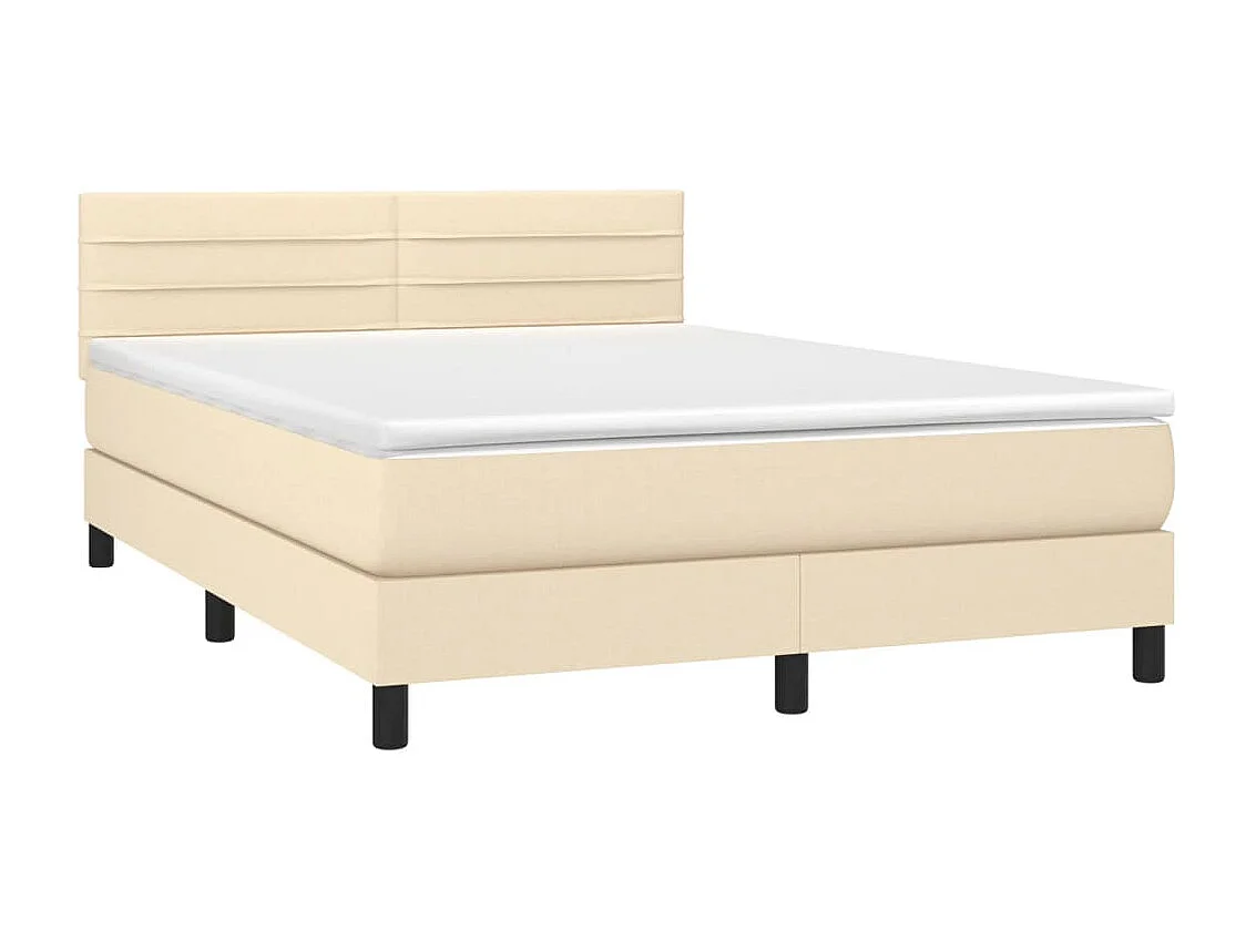 Lit à sommier tapissier avec matelas Crème 140x200 Tissu 2