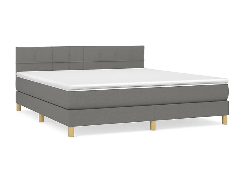 Lit à sommier tapissier avec matelas Gris foncé 160x200 Tissu 4
