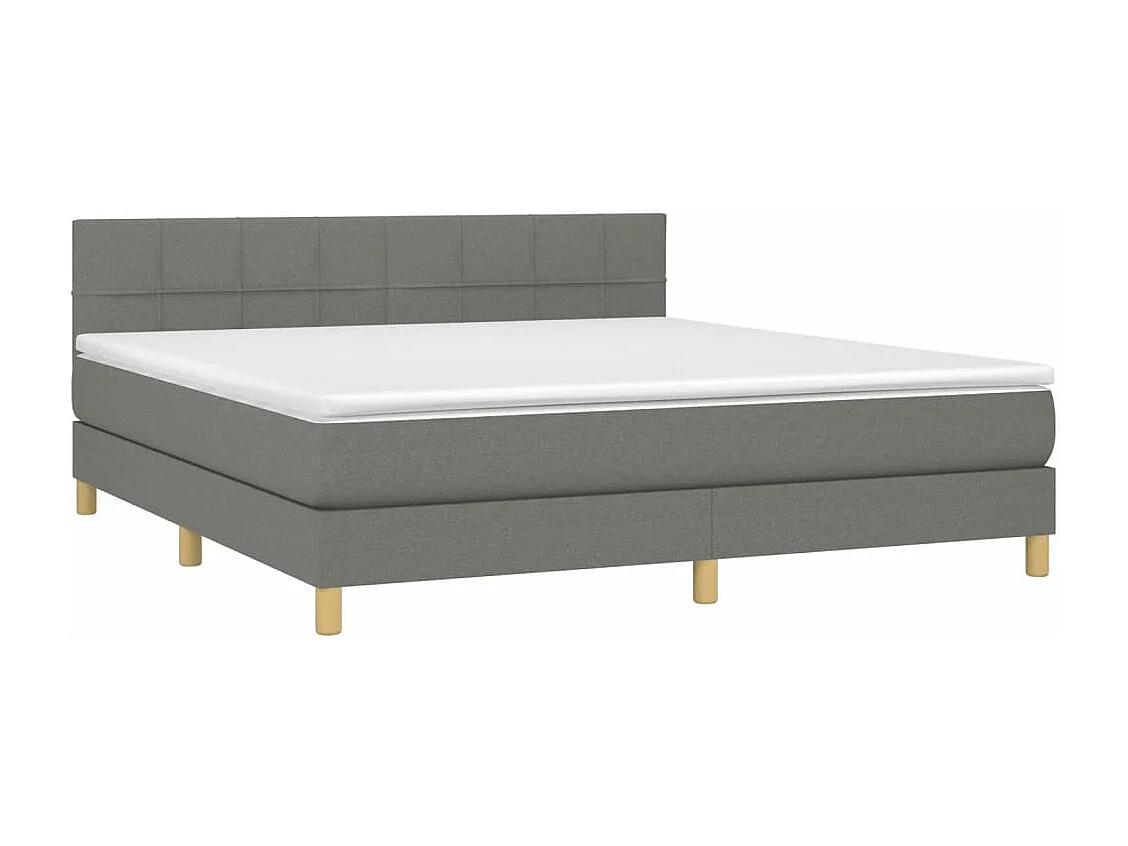 Lit à sommier tapissier avec matelas Gris foncé 160x200 Tissu 4
