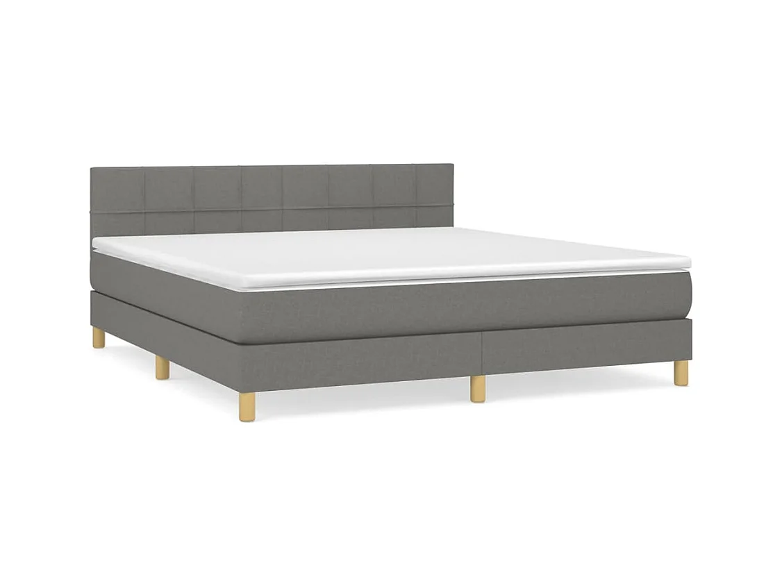 Lit à sommier tapissier avec matelas Gris foncé 160x200 Tissu 4