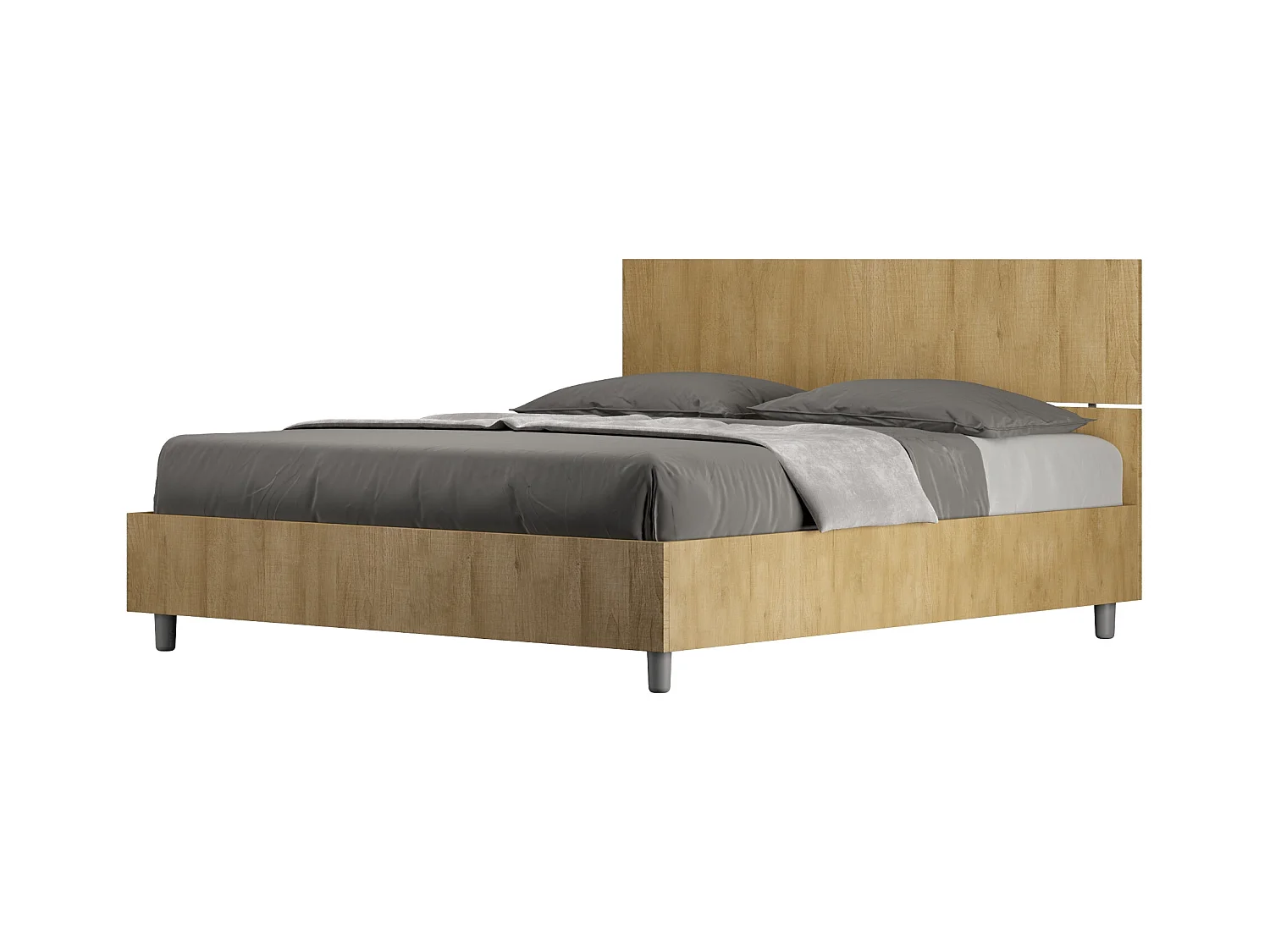 Lit sans sommier 160x200 tête de lit droite chêne nature Demas