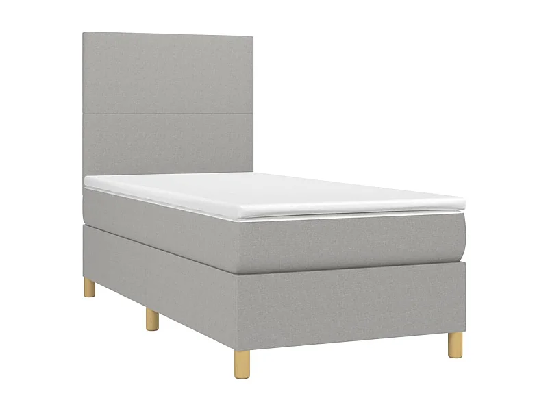 Lit à sommier tapissier avec matelas Gris clair 90x200 Tissu 5