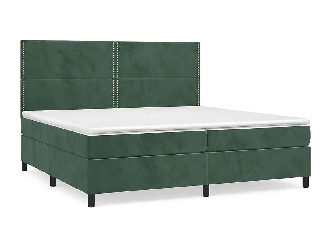 Lit à sommier tapissier et matelas Vert foncé 200x200 Velours 5