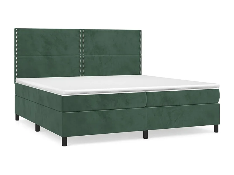 Lit à sommier tapissier et matelas Vert foncé 200x200 Velours 5