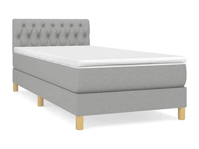 Lit à sommier tapissier avec matelas Gris clair 100x200 Tissu 5